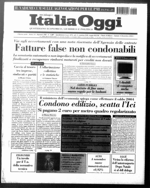 Italia oggi : quotidiano di economia finanza e politica